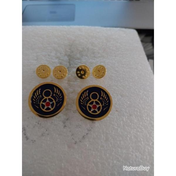 Lot de 2 Crest arm�e us 8th US ARMY AIR FORCE