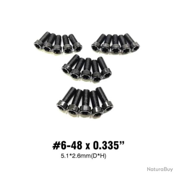 Vis Torx #6-48 x 0.335" 5,1x2,6mm pour arme, montage et optique - Lot de 20 pi�ces