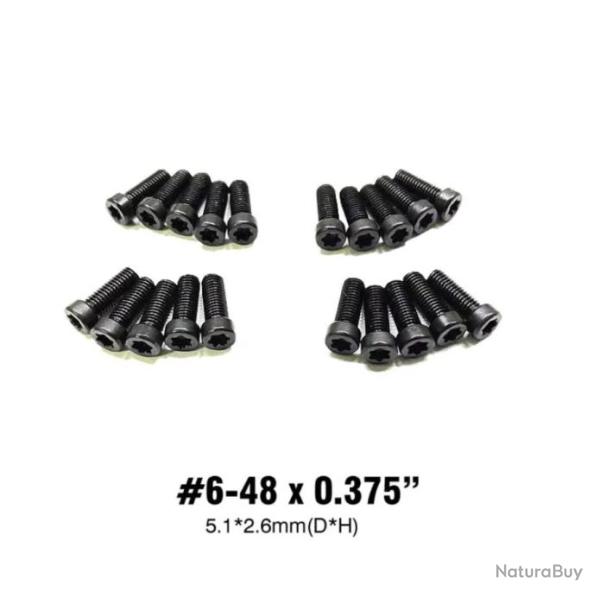 Vis Torx #6-48 x 0.375" 5,1x2,6mm pour arme, montage et optique - Lot de 20 pi�ces
