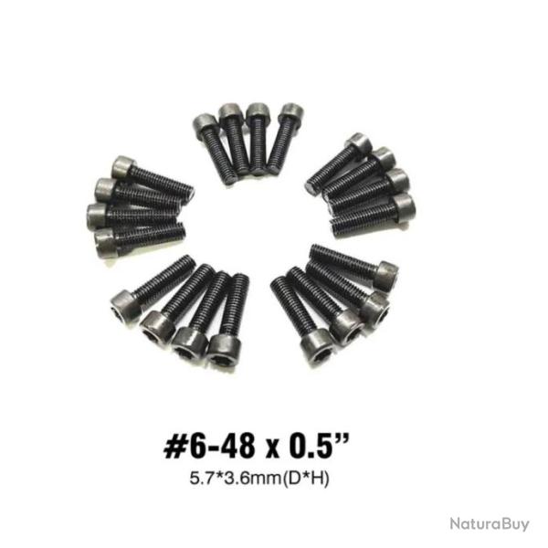 Vis Torx #6-48 x 0.5" 5,7x3,6mm pour arme, montage et optique - Lot de 20 pi�ces