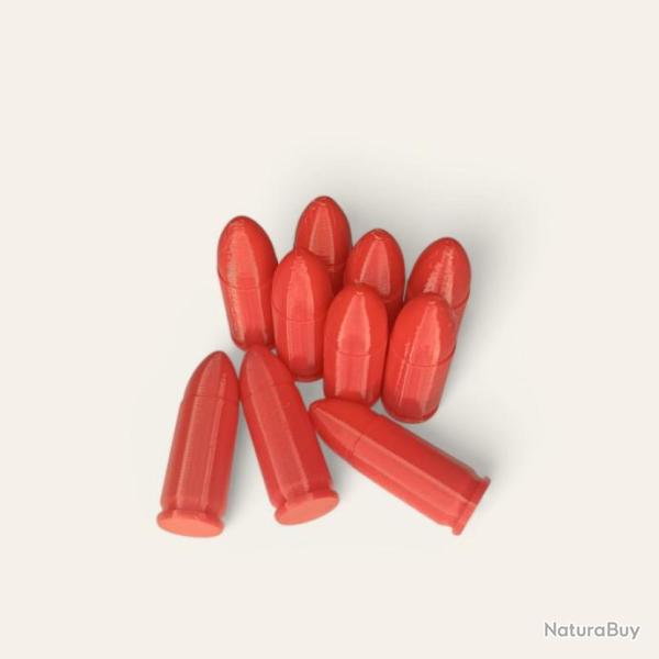 10 Cartouches Amortisseur/Manipulation Rouge en 9x19 pour Canik - Made in France