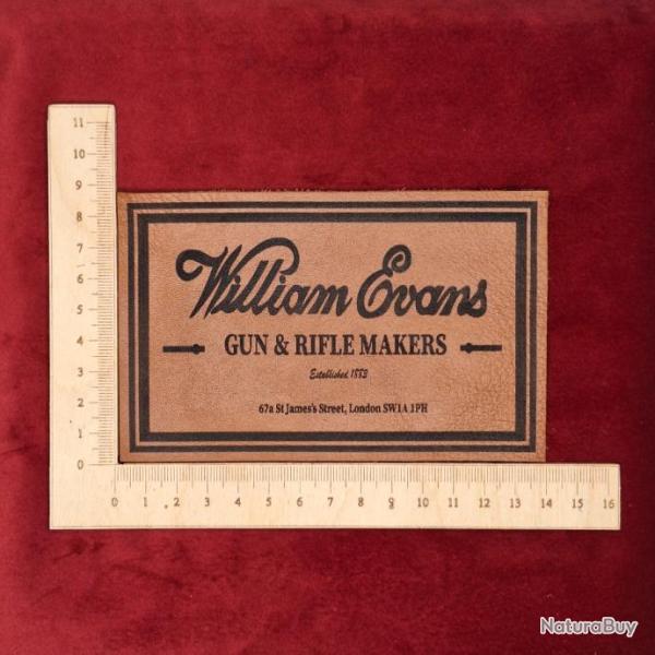 Etiquette en cuir pour coffret d'arme "William Evans"