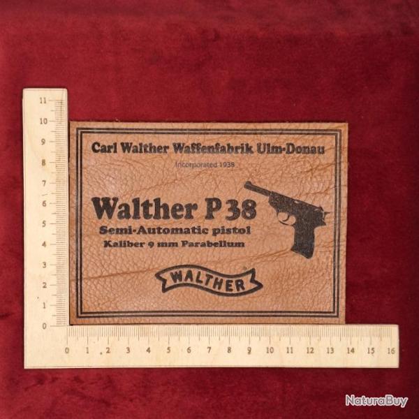 Etiquette en cuir pour coffret d'arme "Walther P38"