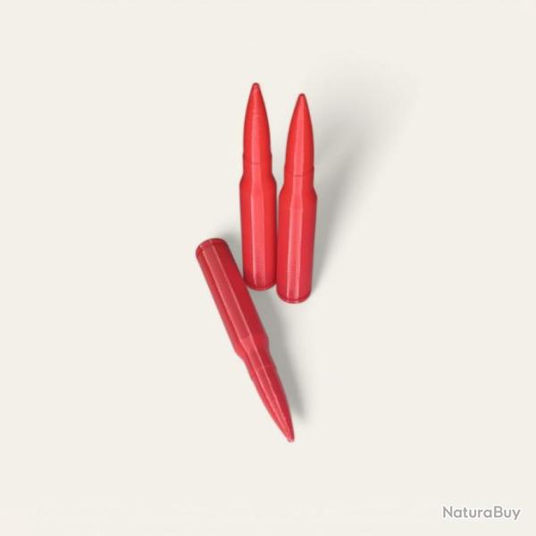 3 Cartouches Amortisseur/Manipulation Rouge en 7.5x54 - Made in France