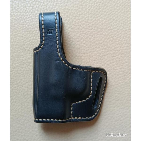 Holster cuir noir Gaucher, pour H.11 - HS PRODUCKT /  SPRINGFIELD Hellcat