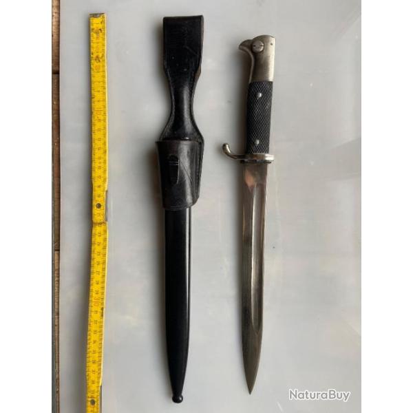 Belle baonnette allemande de parade, originale Solingen avec fourreau et porte fourreau KS 98 WW2