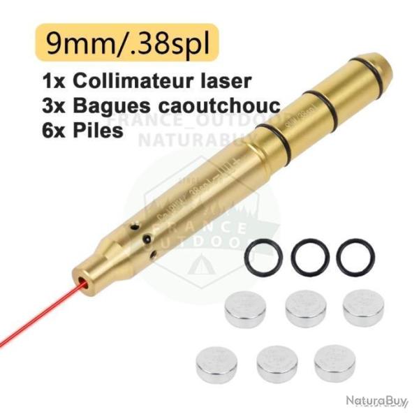 COLLIMATEUR LASER � METTRE EN BOUT DE CANON - CALIBRE 9mm/38Spl - LIVRAISON GRATUITE ET RAPIDE