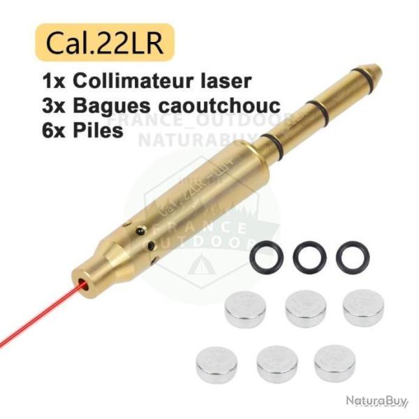BALLE LASER DE R�GLAGE OPTIQUE EN LAITON - CALIBRE 22LR - LIVRAISON GRATUITE ET RAPIDE