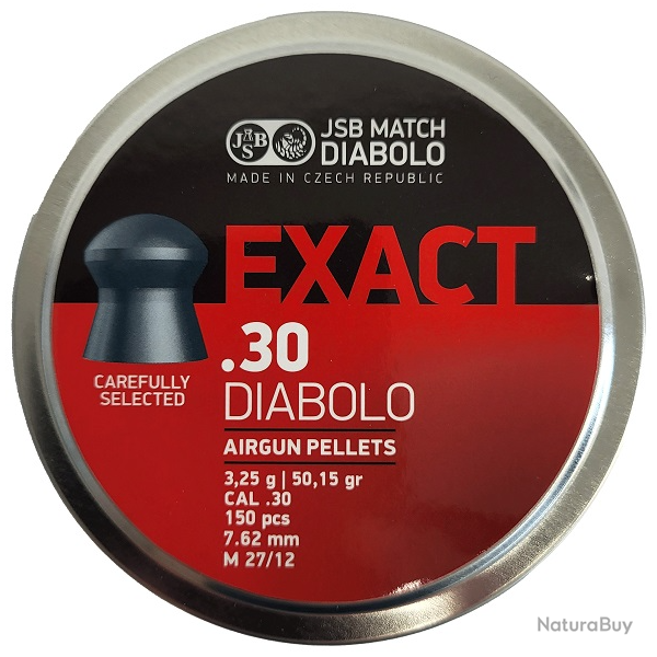 Bo�te de 150 plombs JSB Diabolo Exact - Cal. 30 - 3.25 g