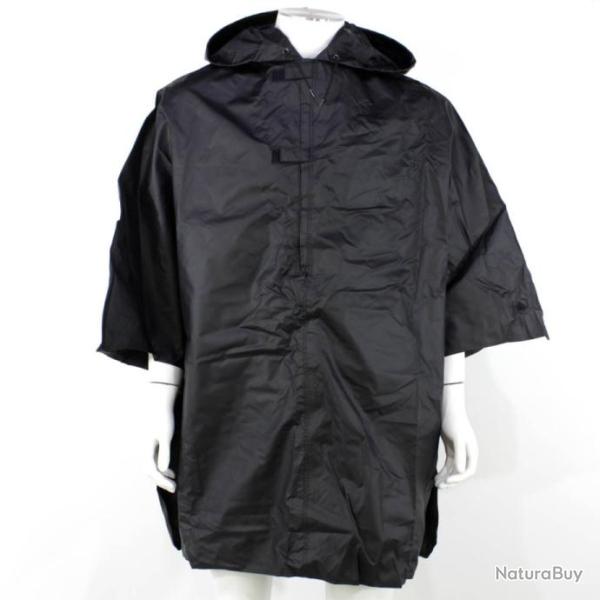 Poncho noir a capuche