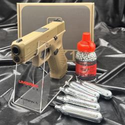 Pack Pr&ecirc;t &agrave; tirer PISTOLET GLOCK 19X - CO2 Billes acier 4,5MM - COYOTE - 19 COUPS