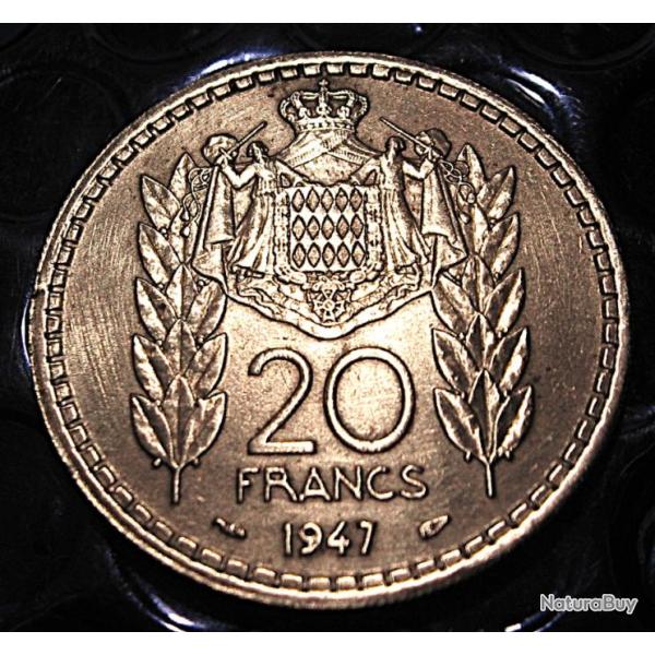 MONACO  piece de 20 francs Turin  cupro de 1947  TTB