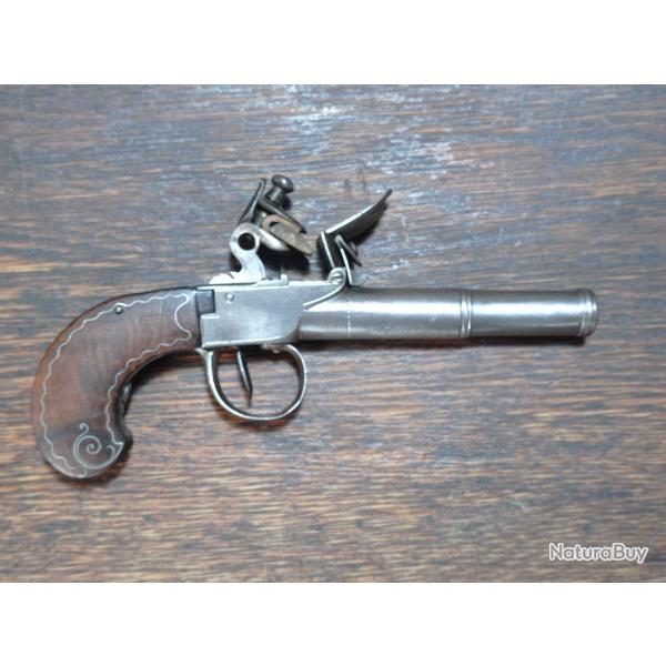 Pistolet � silex � coffre - type Queen Ann - balle forc�e cal 10,5 mm - BE