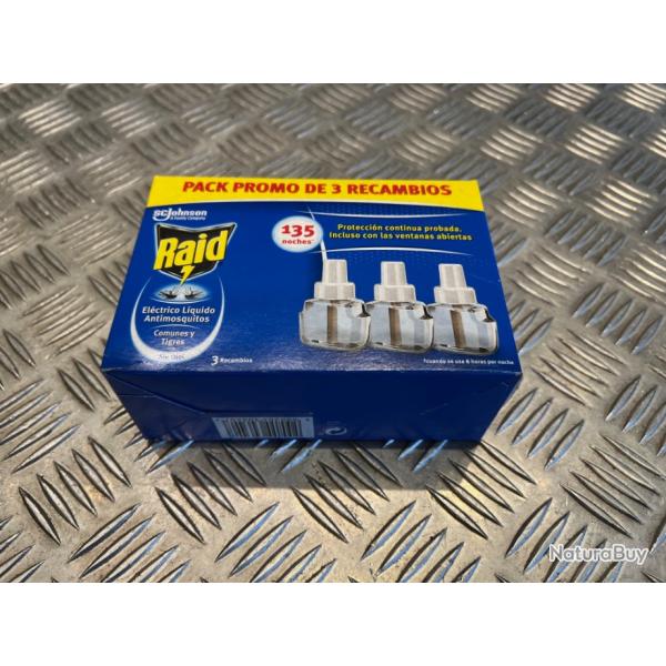 3 x recharges produit anti moustiques Raid