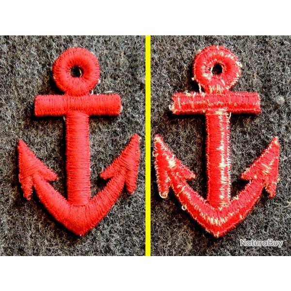 Ancien Patch � coudre Marine Ancre de Marine rouge d�tour�e pour collection ne pas porter