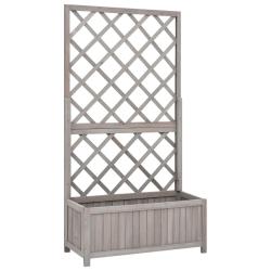 Jardini&egrave;re &agrave; treillis de jardin Gris 70x30x135 cm Bois de sapin