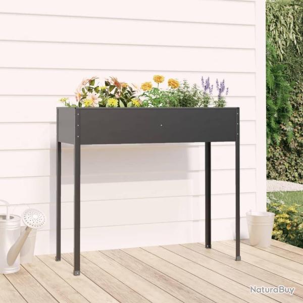 Jardinire Anthracite 100,5x40,5x90 cm Acier galvanis alsavelo