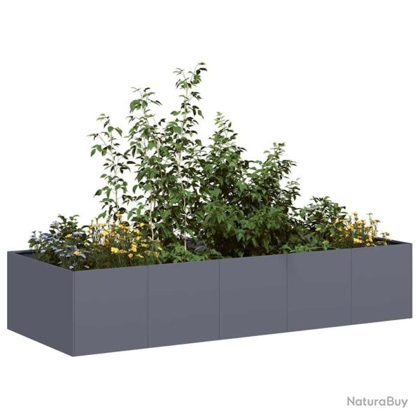 Jardinire anthracite 200x80x40 cm acier alsavelo