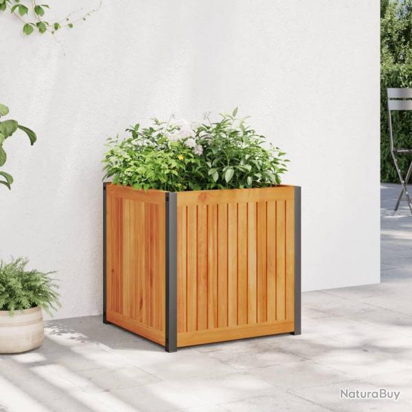 Jardini�re 45x45x44 cm bois massif d'acacia et acier