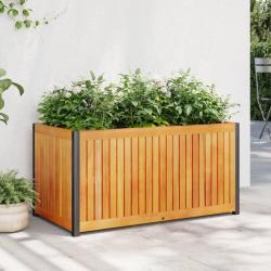 Jardini&egrave;re 85x45x44 cm bois massif d'acacia et acier alsavelo