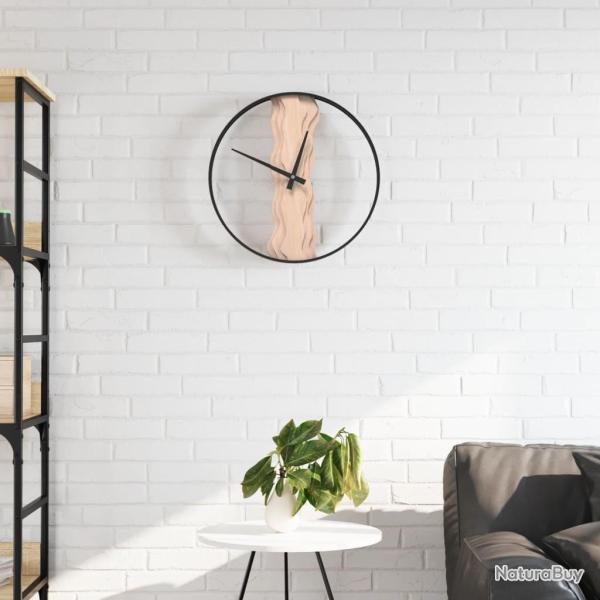 Horloge murale marron �35 cm fer et bois de ch�ne