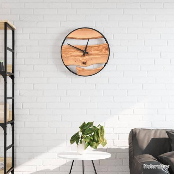 Horloge murale marron �35 cm fer et bois d'olivier