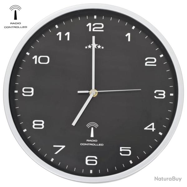 Horloge murale radioguide avec mouvement  quartz 31 cm Noir alsavelo