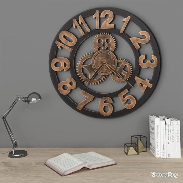 Horloge murale Mtal 58 cm Dor et noir alsavelo