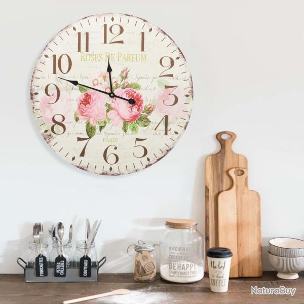 Horloge murale vintage Fleur 60 cm alsavelo