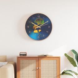 Horloge murale dor&eacute; et bleu &Oslash;29,5 cm polystyr&egrave;ne et verre alsavelo
