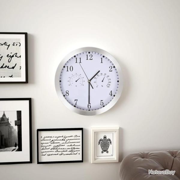 Horloge murale  quartz Hygromtre et thermomtre 30 cm Blanc alsavelo