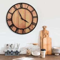 Horloge murale 39 cm Marron et noir MDF et fer alsavelo