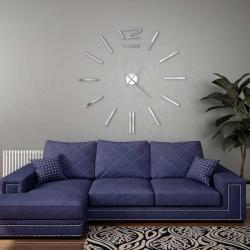 Horloge murale 3D Design moderne 100 cm XXL Argent&eacute; alsavelo
