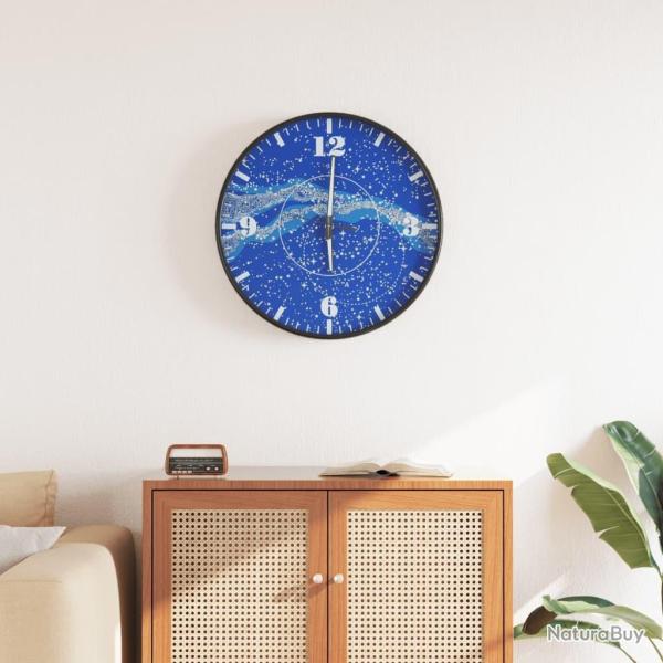 Horloge murale et �chelles et aiguilles lumineuses bleu �30 cm alsavelo