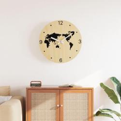 Horloge murale jaune et noir &Oslash;30 cm bois d'ing&eacute;nierie alsavelo