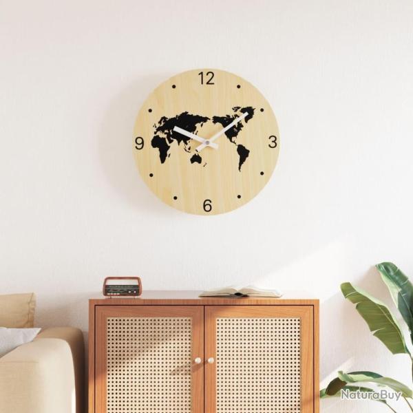 Horloge murale jaune et noir �30 cm bois d'ing�nierie alsavelo