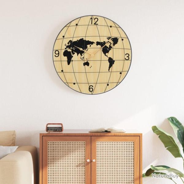 Horloge murale jaune et noir �50 cm bois d'ing�nierie