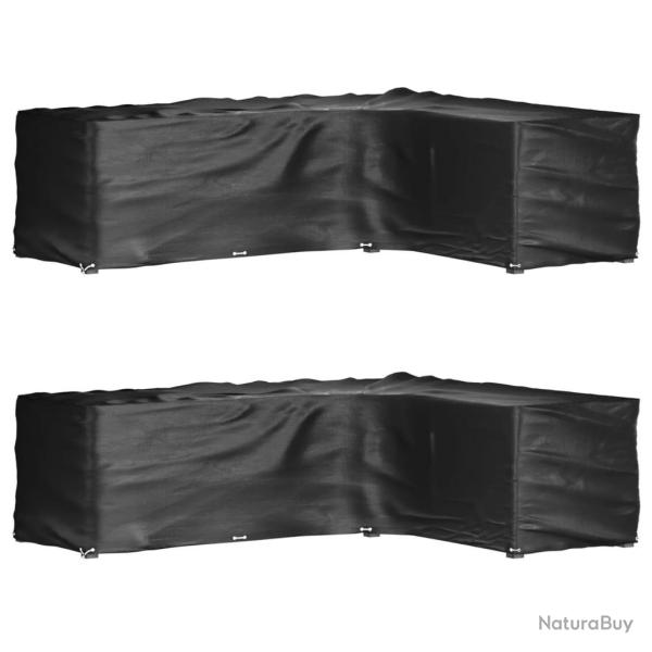 Housses de salon de jardin en forme de L 2 pcs 18 oeillets alsavelo