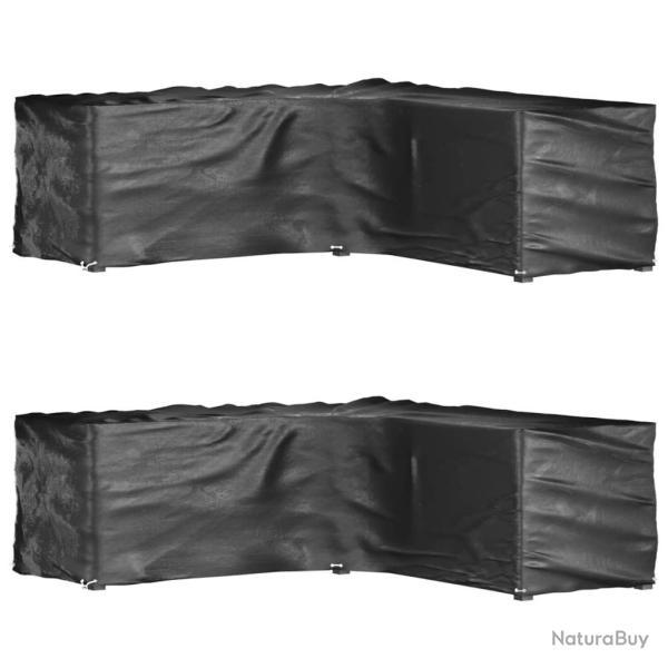 Housses de salon de jardin en forme de L 2 pcs 16 oeillets alsavelo