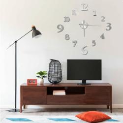 Horloge murale 3D Design moderne Argent&eacute; 100 cm XXL alsavelo