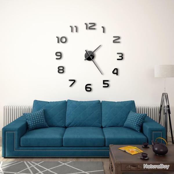Horloge murale 3D Design moderne 100 cm XXL Noir alsavelo