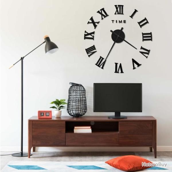 Horloge murale 3D Design moderne Noir 100 cm XXL alsavelo