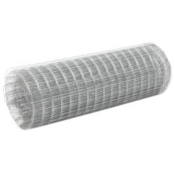 Grillage pour voli&egrave;re acier galvanis&eacute; 10x0,5 m argent&eacute;