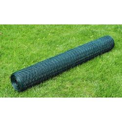 Grillage &agrave; poule avec rev&ecirc;tement en PVC 25x0,5 m vert