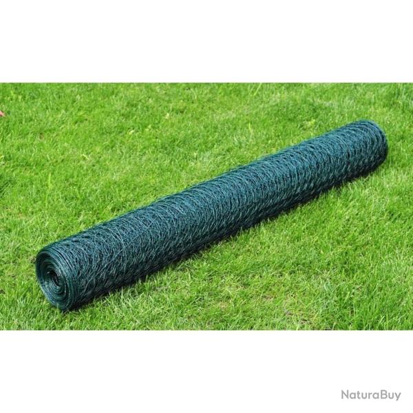 Grillage � poule avec rev�tement en PVC 25x0,5 m vert alsavelo