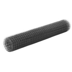 Grillage acier et rev&ecirc;tement en PVC 25 x 1 m gris