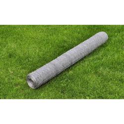 Grillage pour voli&egrave;re Acier galvanis&eacute; 25 x 0,5 m Argent&eacute;