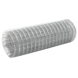 Grillage pour voli&egrave;re acier galvanis&eacute; 25x0,5 m argent&eacute;