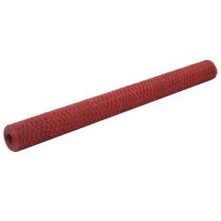 Grillage Acier avec rev&ecirc;tement en PVC 25x1,5 m Rouge alsavelo