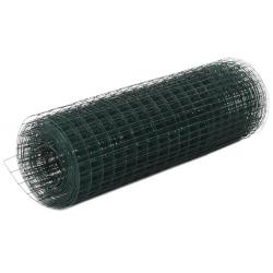 Grillage acier avec rev&ecirc;tement en PVC 25x0,5 m vert